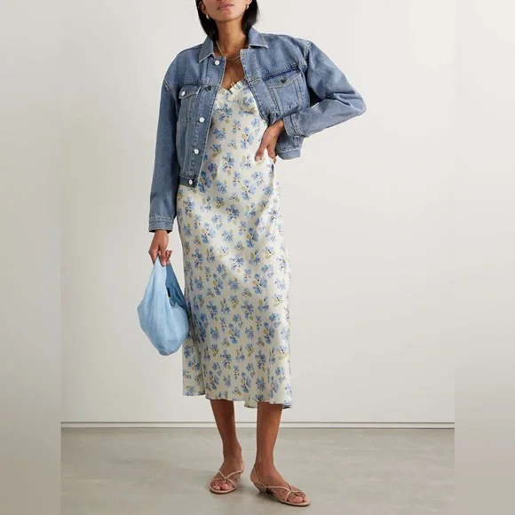 DÔEN ruffled floral-print midi dress size 2 - Picture 1 of 14